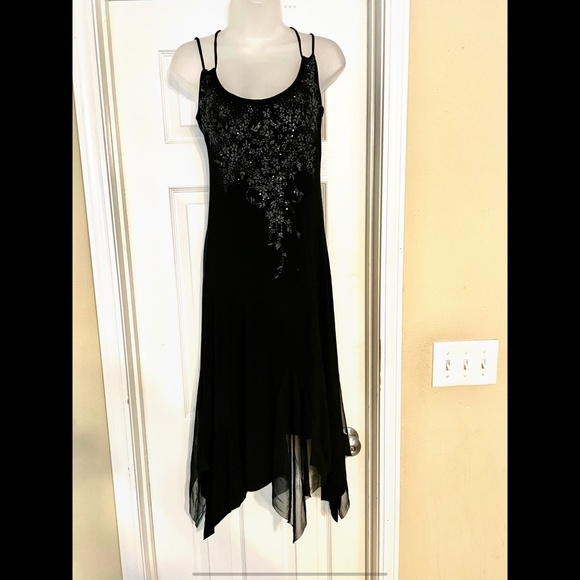 Vintage YK2 black beaded dress, size 6 - Picture 2 of 8